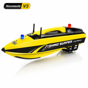 FISHING PEOPLE SURFER 3251 V3 - RTR Bateau amorceur radiocommandé à libération d'appâts avec GPS - Jaune